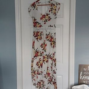 Hi lo floral open back dress-XL